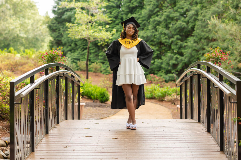 Raleigh, North Carolina cap and gown senior portrait during spring session.